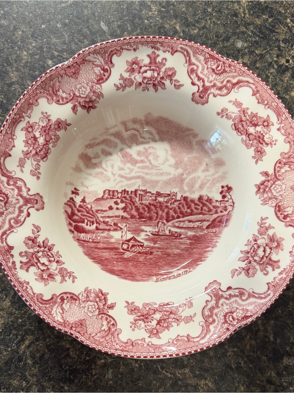 Vintage Johnson Brothers Old Britain Castle Pink Rim Soup Bowl